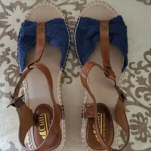 New Cliff's White Mountain Navy Macrame Sandals Size 10